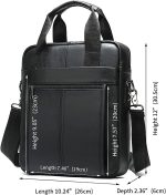 ND Genuine Leather Shoulder Messenger Bag for Men Adjustable Shoulders Sling Crossbody Bags for Travel Work Business Handbag (Black) - Image 2